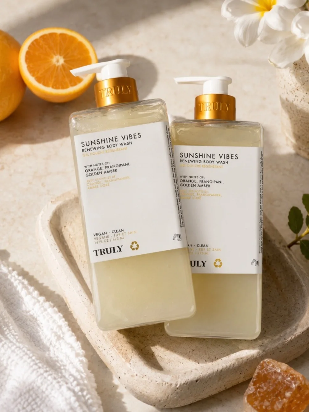Truly Sunshine Vibes Renewing Body Wash Bundle 2pc Orange Frangipani Vegan
